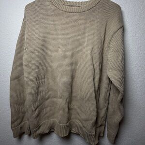 Chevignon Beige Crewneck Sweater for Men 100% Cotton Thick Size Large